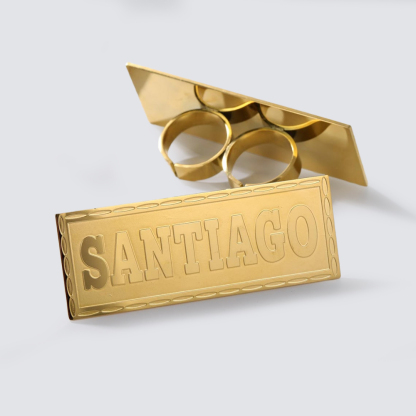 Custom Two Finger Ring Gold Plated Name Ring