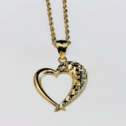 Rope Chain Gold Plated Heart Necklace
