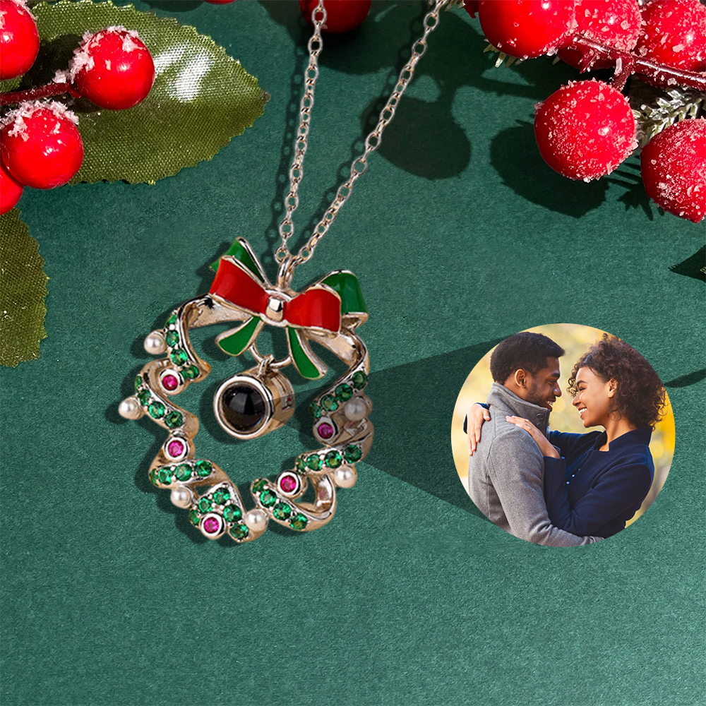 Personalized Christmas Bell Pendant Photo Projection Necklace