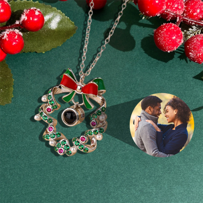 Personalized Christmas Bell Pendant Photo Projection Necklace