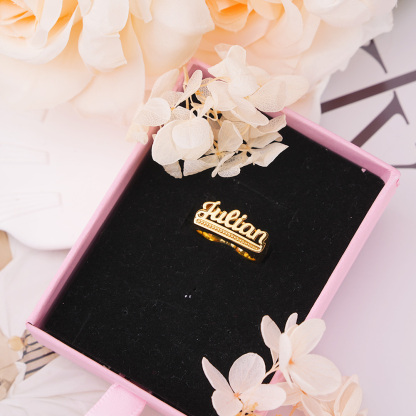 Personalized Custom Gold Plated Underline Names Ring Mens Ring