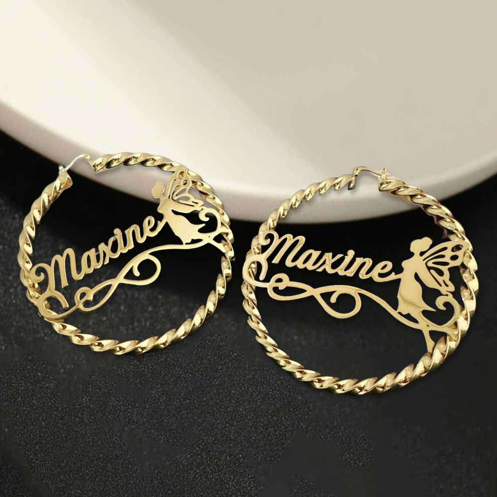 Twist Hoop Name Earrings Custom Earrings For Women