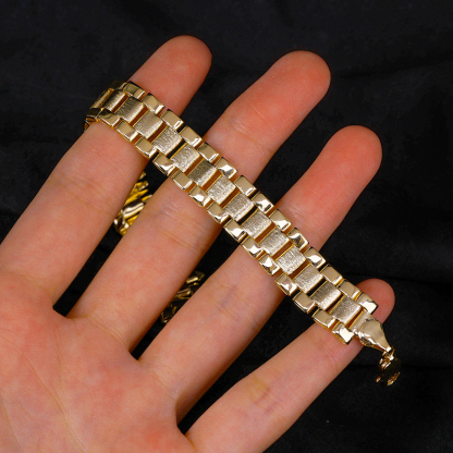 Rolex Style Link Chain Necklace And Bracelet Rolex Set 13mm Width