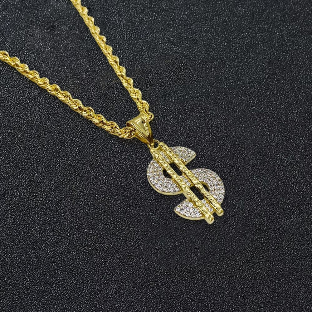 Money Dollar Sign Zircon Pendant Necklace