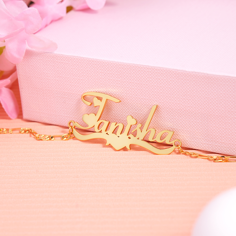 Cuban Chain Personalized Custom Heart Name Bracelet