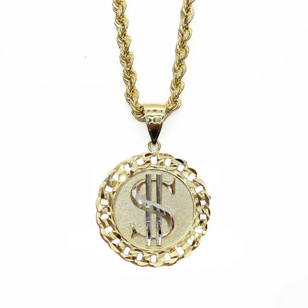 Dollar Money Round Pendant Necklace