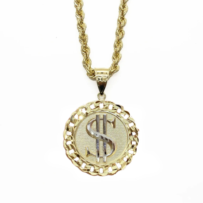 Dollar Money Round Pendant Necklace