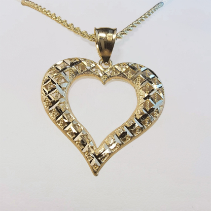 Rope Chain Gold Plated Heart Cut Necklace