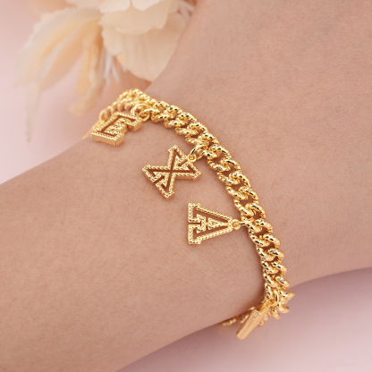 Cuban Chain Hollow Letter Personalized Name Bracelet