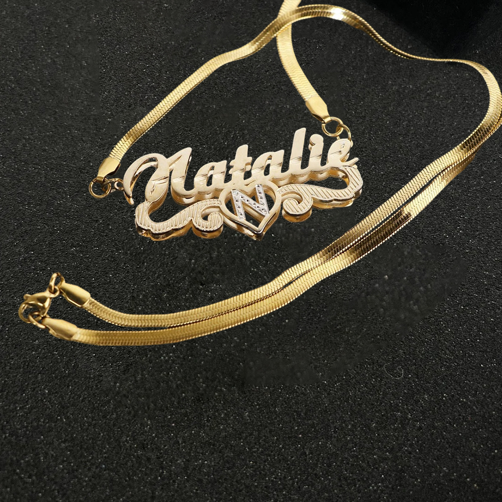 Two Tone Double Layer Personalized Name Necklace