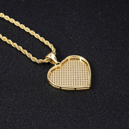 Classic Love CZ Heart Charm Gold Plated Necklace