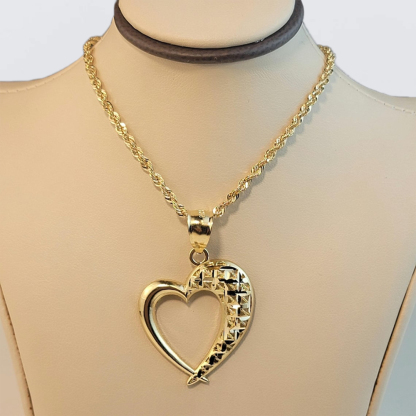Rope Chain Gold Plated Heart Necklace