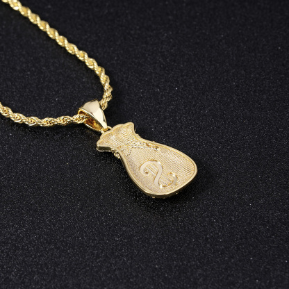 Money Bag Lucky Charm Pendant Necklace 