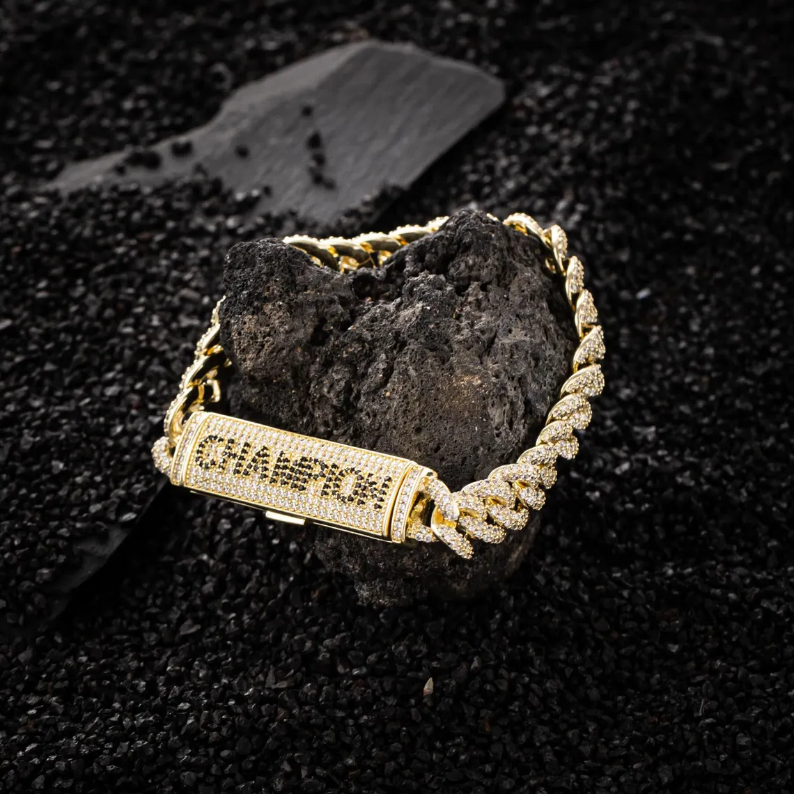 Hip Hop Style CZ Diamond Cuban Link Chain Name Bracelet