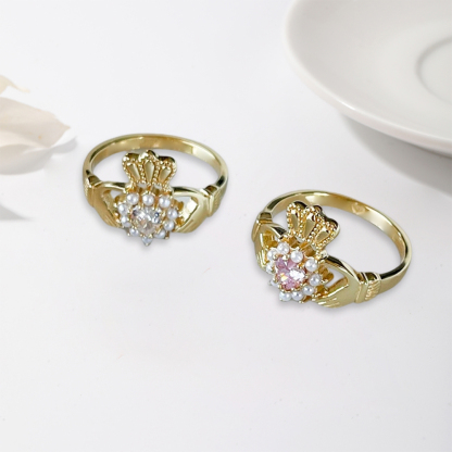 Claddagh Irish Ring Heart Promise Ring With Engraved Text