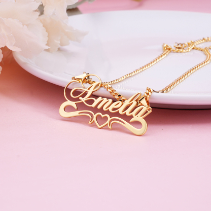Heart Crown Necklace Personalized Custom Copper Silver Name Necklace