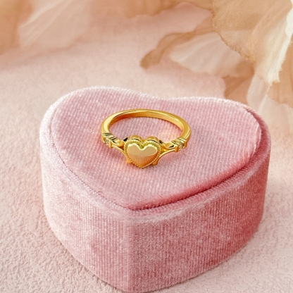 Gold Plated Zirconia Heart Ring Promise Ring