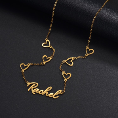 Personalized Gold Plated Heart Pendants Nameplate Necklace