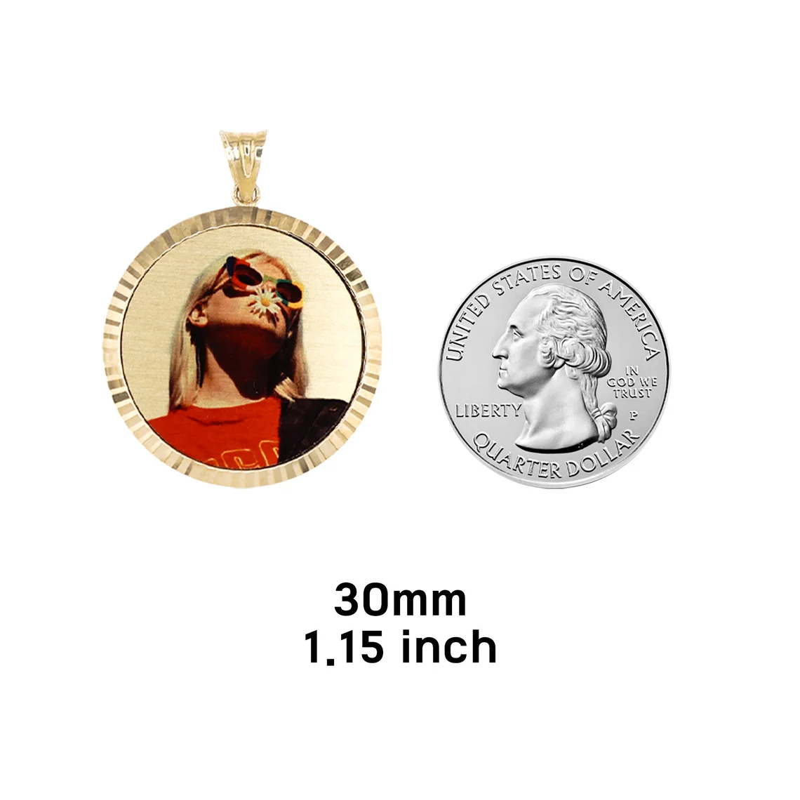 Diamond Cut Bezel Custom Memory Photo Pendant Necklace