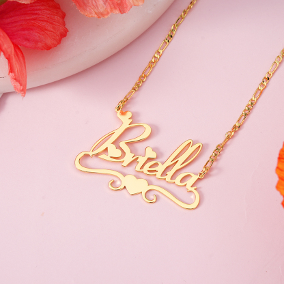 Heart Gold Plated Necklace Personalized Name Necklace