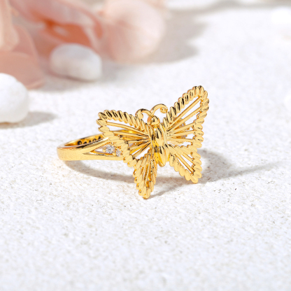 Butterfly Gold Plated Personalized Engraved Ring