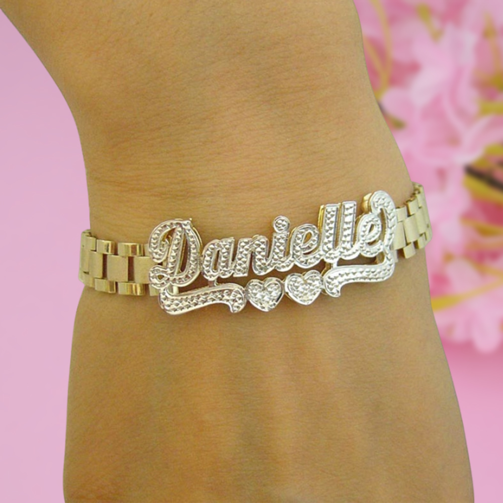 President Link Chain Bracelet Personalized Gold Plated Name Bracelet