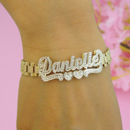 President Link Chain Bracelet Personalized Gold Plated Name Bracelet