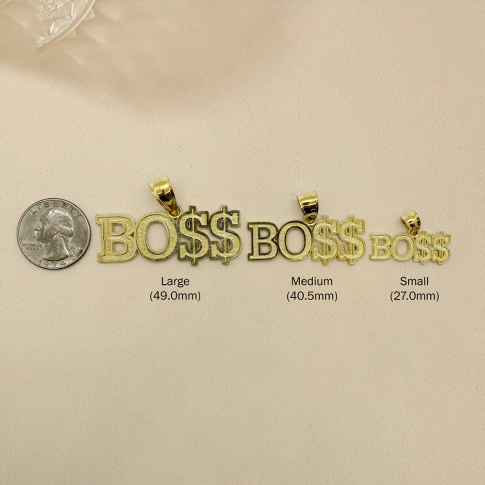 Gold Boss Word Charm Pendant Gold Plated Necklace