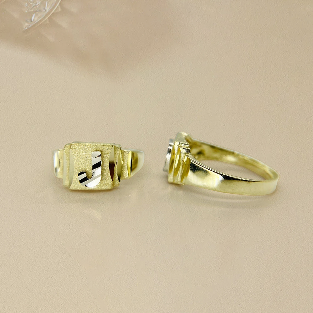 Diamond Cut Initial Letter Monogram Ring