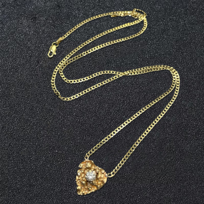 Nugget Style Gold Plated Heart Necklace With Birthstone
