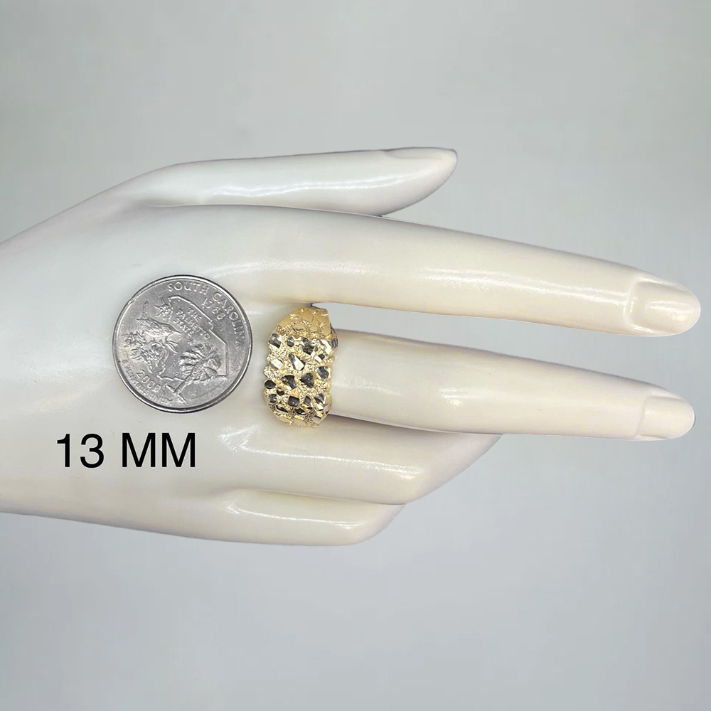 Square Nugget Ring Gold Plated Engraved Ring