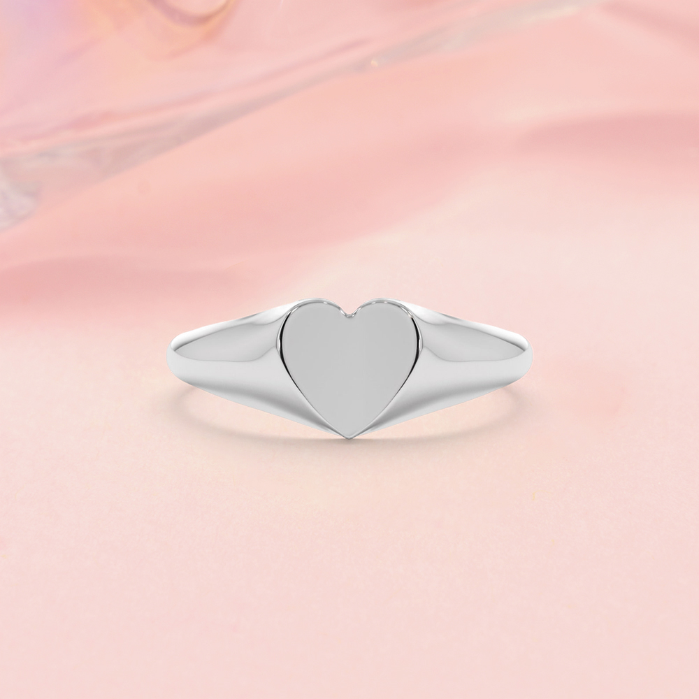 Heart Signet Ring Custom Engraved Ring