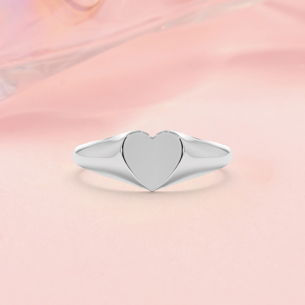 Heart Signet Ring Custom Engraved Ring