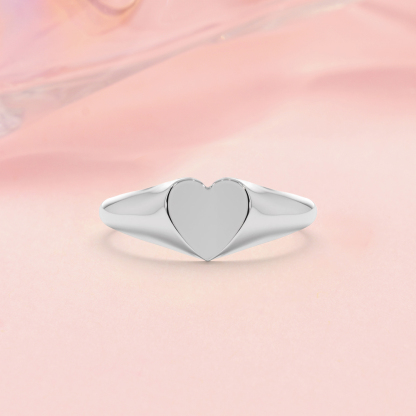 Heart Signet Ring Custom Engraved Ring