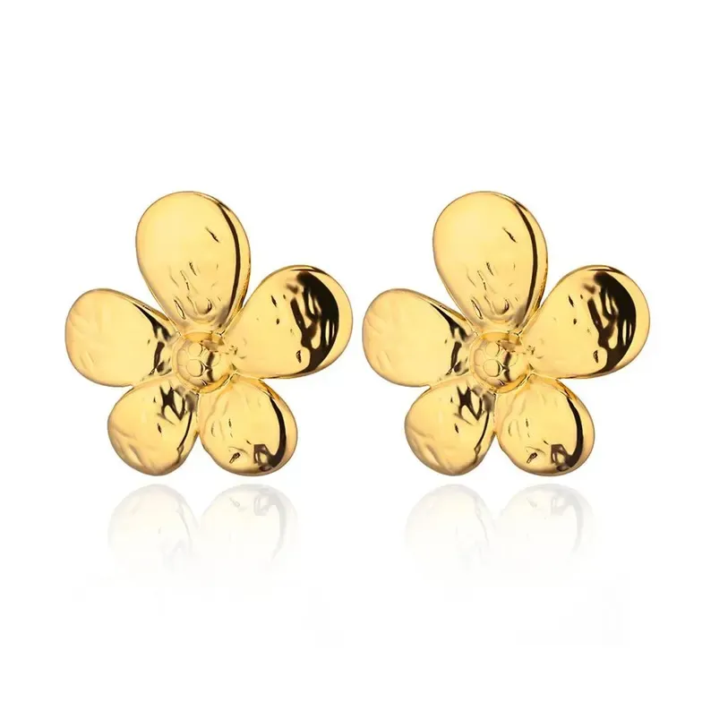 Gold Plated Chunky Maximalist Flower Earrings