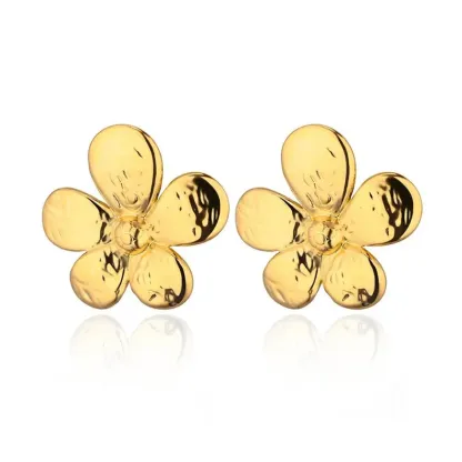 Gold Plated Chunky Maximalist Flower Earrings