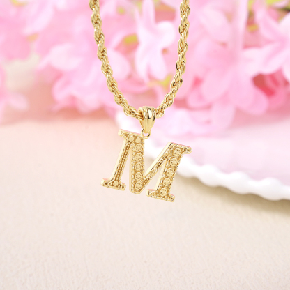 Personalized Gold-Plated Letter Monogram Necklace
