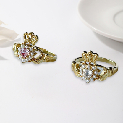 Claddagh Irish Ring Heart Promise Ring With Engraved Text