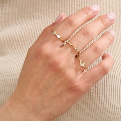 Personalized Zirconia Moon and Star Engraved Ring Name Ring