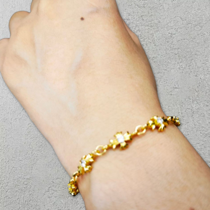Cross Bracelet with Birthstone Gold Plated Bracelet