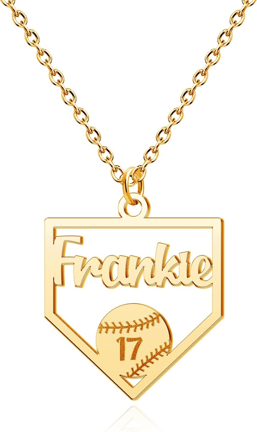 Gold Plated Pugster Custom Baseball Necklace