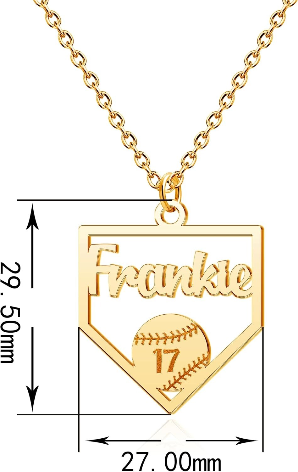 Gold Plated Pugster Custom Baseball Necklace