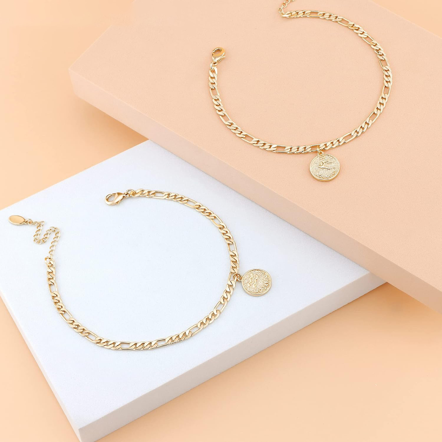 Dainty Zodiac Constellation Anklet Zodiac Sign Disc Ankle