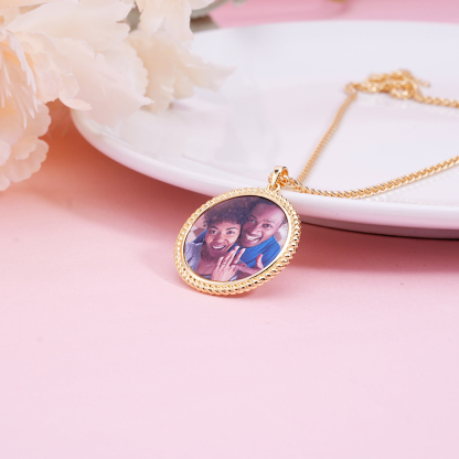 Photo Round Personalized Custom Hip Hop Necklace 