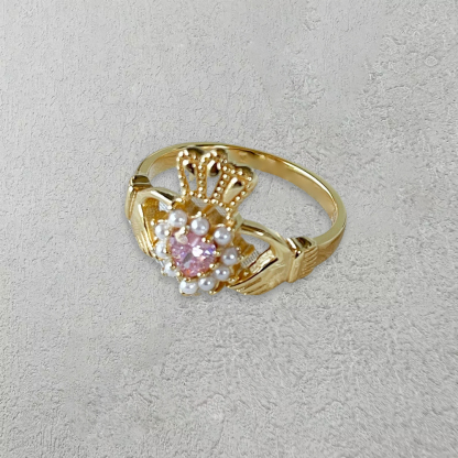 Claddagh Irish Ring Heart Promise Ring With Engraved Text