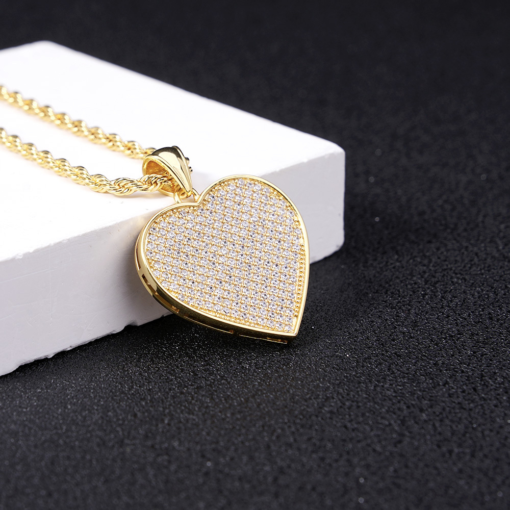Classic Love CZ Heart Charm Gold Plated Necklace