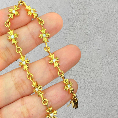 Cross Bracelet with Birthstone Gold Plated Bracelet