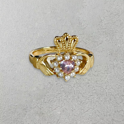 Claddagh Irish Ring Heart Promise Ring With Engraved Text