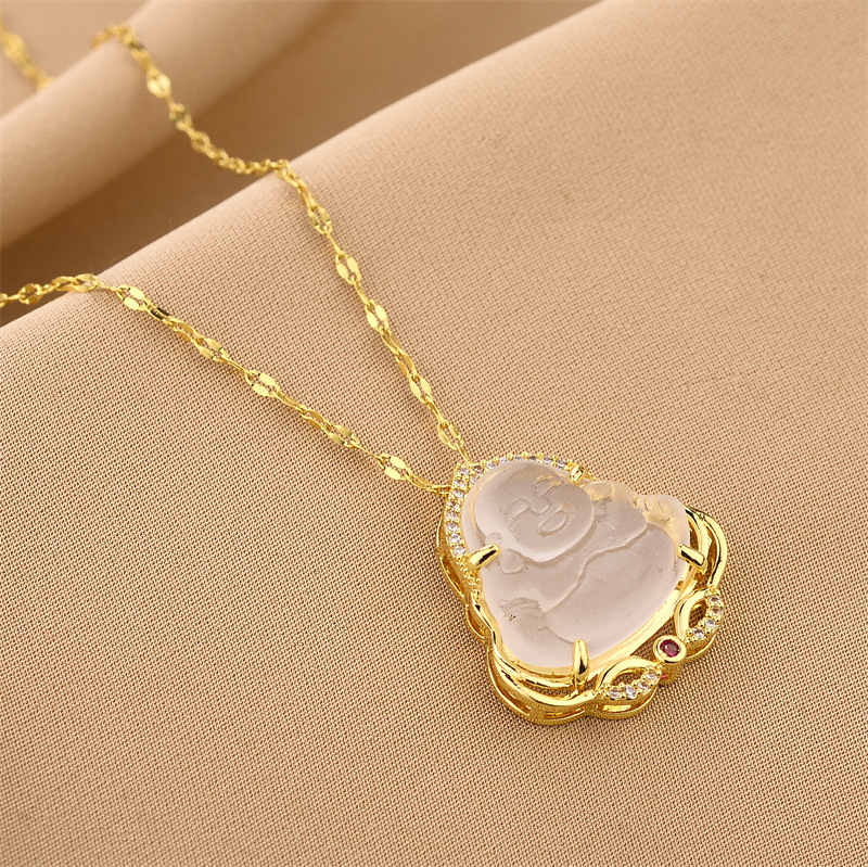 Delicate Zirconia Buddha Pendant Necklace
