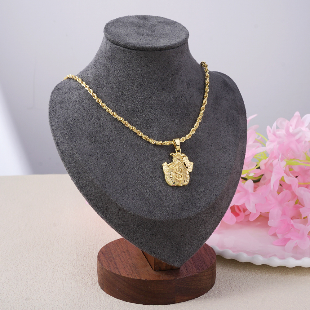 Gold Plated Money Bag Lucky Charm Pendant Necklace